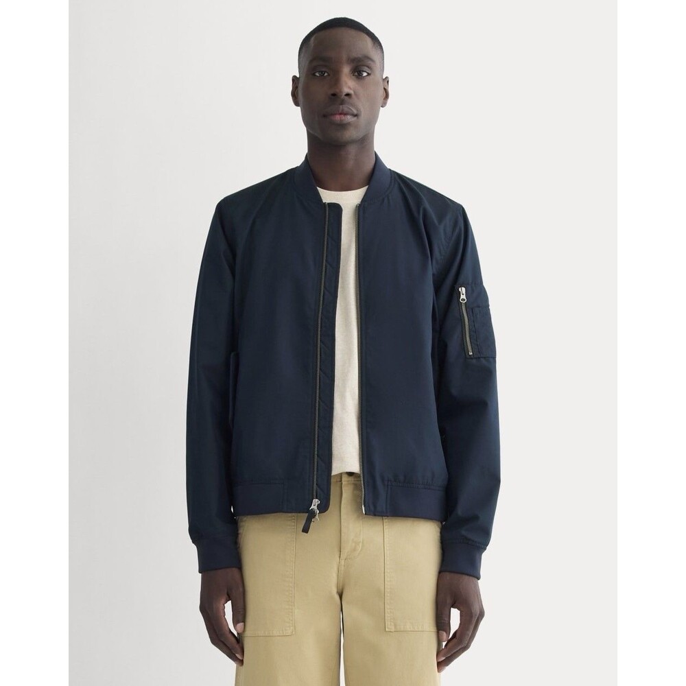 Everlane Mens Uniform Bomber Jacket Deep Navy Sz Small Full Zip Flight